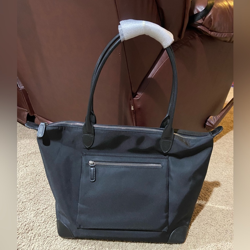 DORIS & JACKY Large Tote Bag Women Lightweight Leather Nylon Work Black Travel